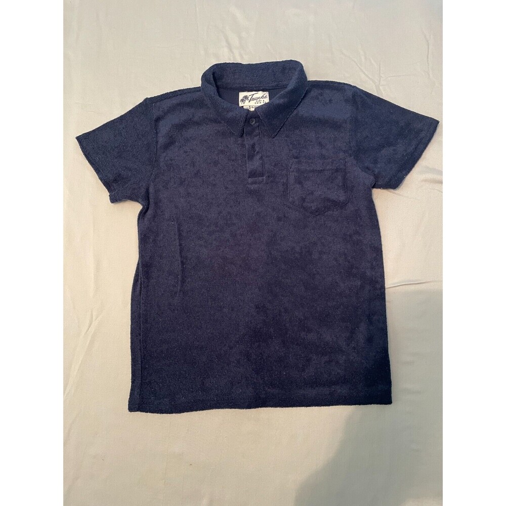 Trunks Surf & Swim Co Shirt Boys Size S Navy Terrycloth Short Sleeve